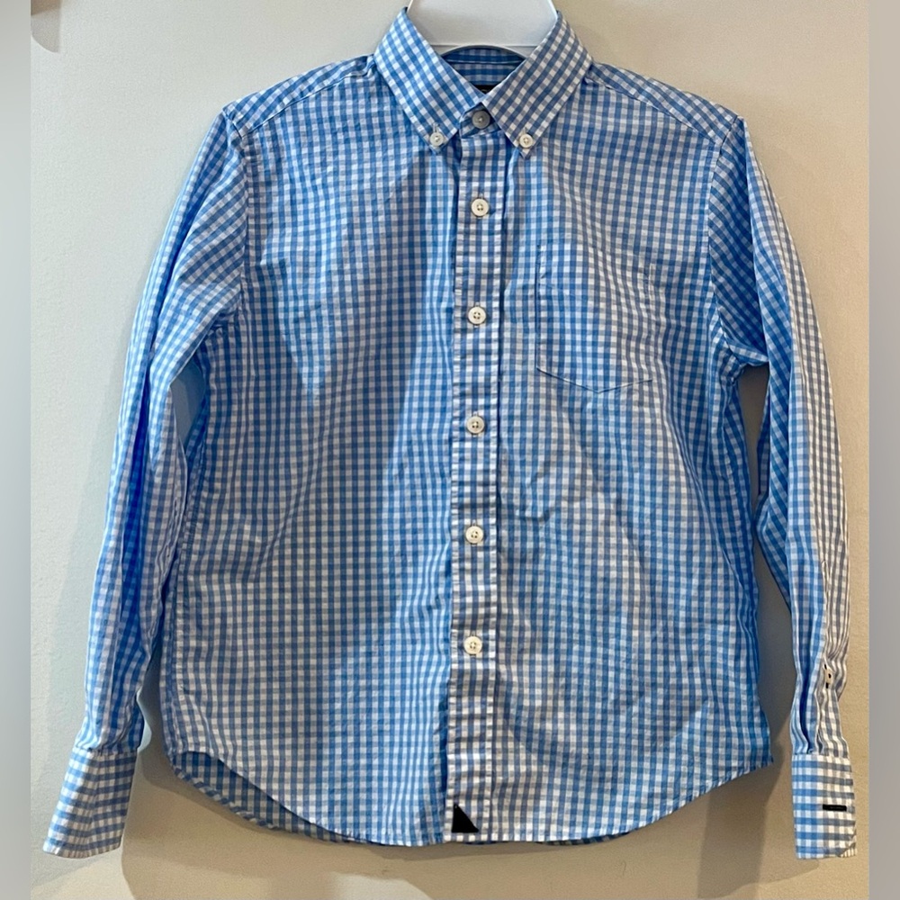 UNTUCKIT Youth Light Blue & White Long Sleeve Dress Shirt Boy’s Size: 10